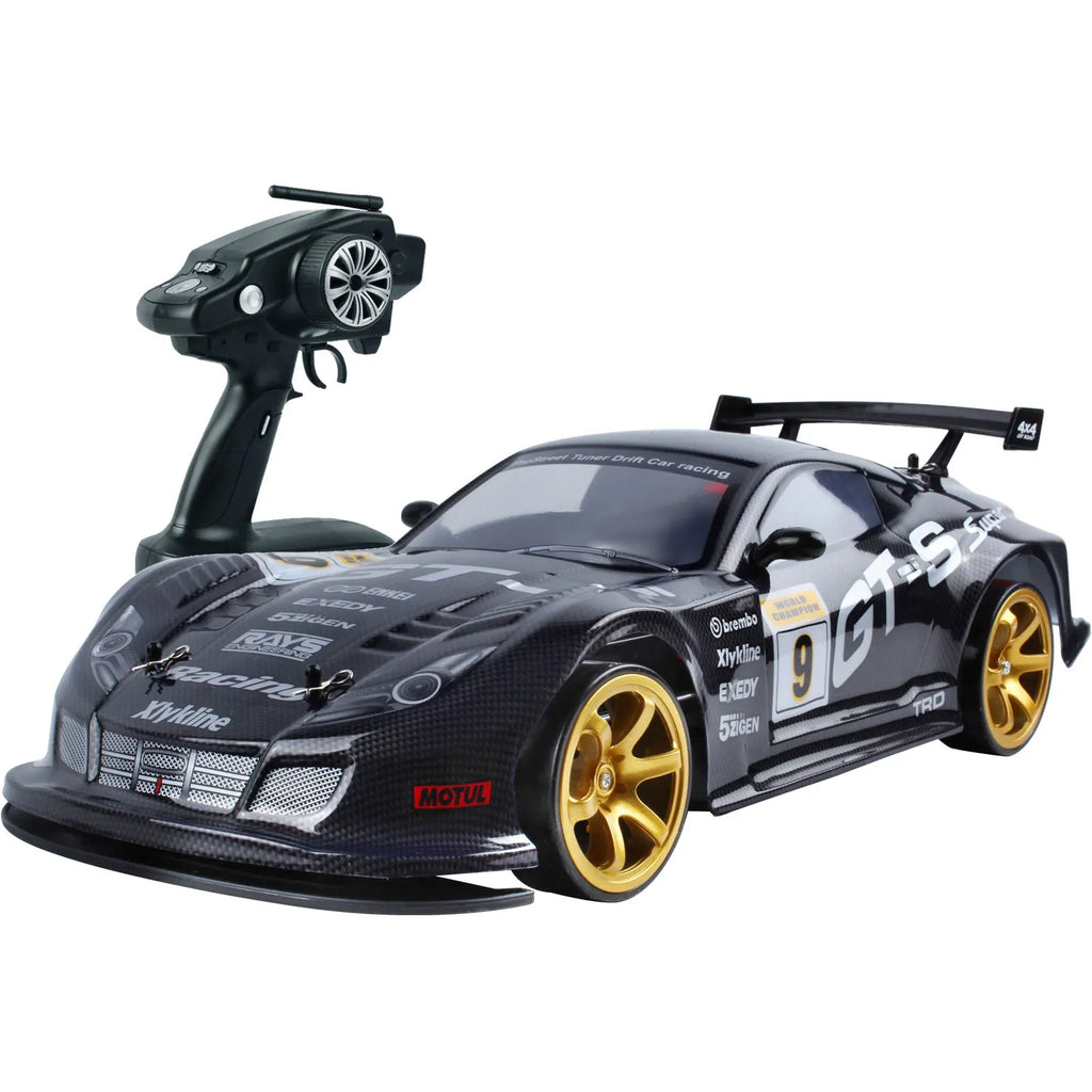 GT-R 1/10 RC drift en plein dérapage