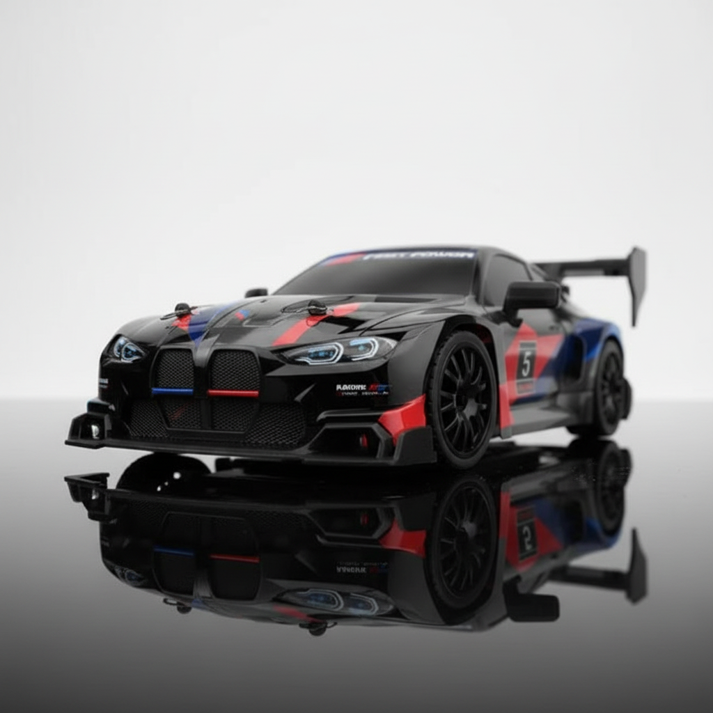 Voiture RC drift truck en plein dérapage
