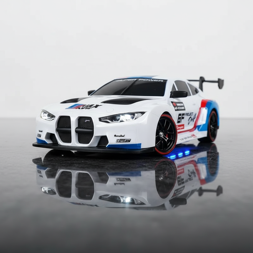 Voiture RC drift enfant en plein dérapage