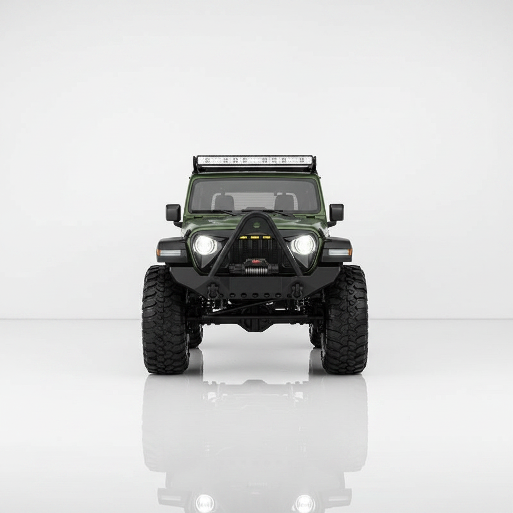 Jeep Wrangler RC 1/16 vue de face calandre 7 fentes